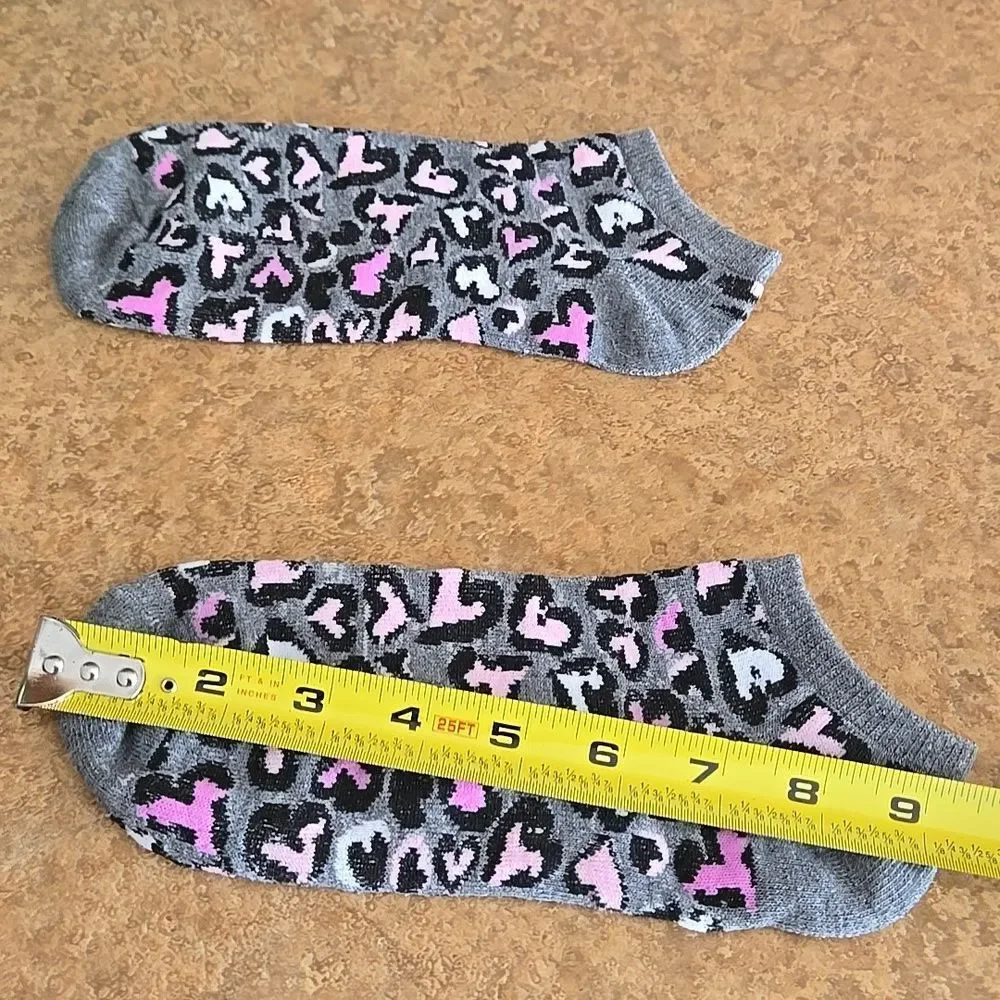 Print Ankle Socks Pink Grey White Accents Womens Y2k Anklet